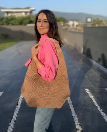 Sensy Raffia İpliğiyle Omuz Çantası Yaptım