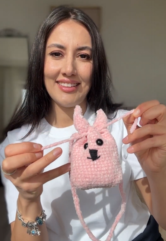 Bebek Pembesi Mini Kadife İplik Kullanarak Kendin Yap Sevimli Tatil Çantası