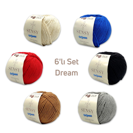 SENSY Premium Orijeans Dream 6 Adet 50gr Baby Soft Cotton Amigurumi Ve Punch Ipi
