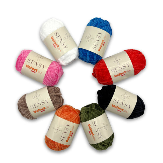 Velvet Slim Mini Paket Örgü İpi Kadife İp Amigurumi İpi Set Colors 8 Adet El Örgü İpliği