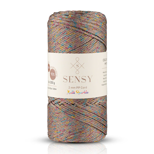 Sensy 2 Mm Multi Sparkle Simli Polyester Makrome İpi