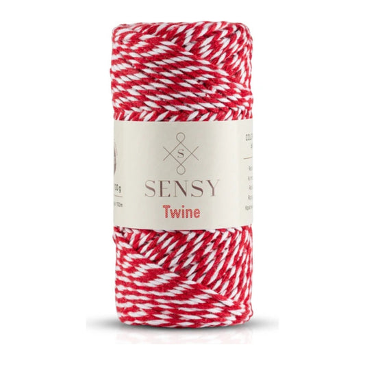 Sensy Premium 100 Metre 100 G Kırmızı Beyaz Paket İp Hediye Paketleme İpi Marteniçka İpi Twine Baker
