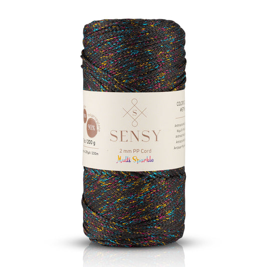 Sensy 2 Mm Multi Sparkle Simli Polyester Makrome İpi