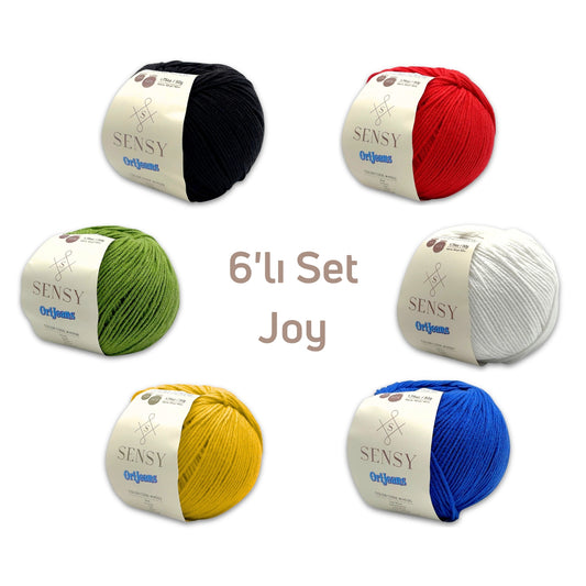 SENSY Premium Orijeans Joy 6 Adet 50gr Baby Soft Cotton Amigurumi Ve Punch Ipi