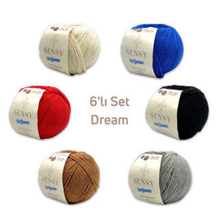 SENSY Premium Orijeans Dream 6 Adet 50gr Baby Soft Cotton Amigurumi Ve Punch Ipi