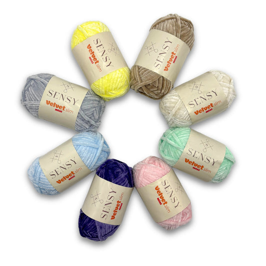 Velvet Slim Mini Paket Örgü İpi Kadife İp Amigurumi İpi Set Colors 8 Adet El Örgü İpliği