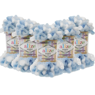 Puffy Color El Örgü Ipliği 5'li Paket - 5865 Bebe Mavi - 100 Gr. 9 Mt. Parmak Örgü Ipi