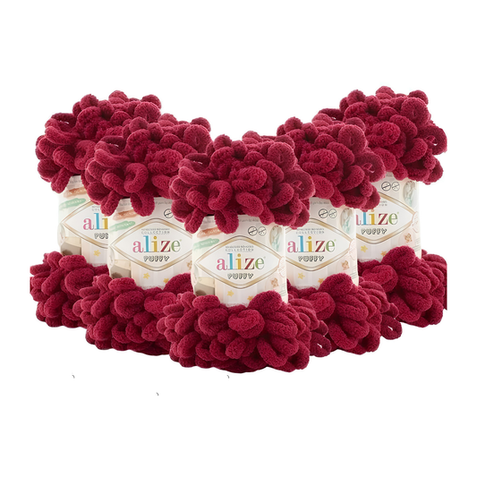 Puffy El Örgü Ipi 107 Vişne 5'li Paket